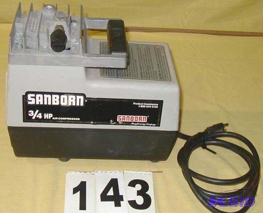 lot 143 image: SANBORN ¾ HP Air Compressor This is a ...