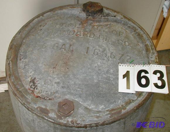 lot 163 image: Awesome Vintage Oil Barrel The top is embosse...