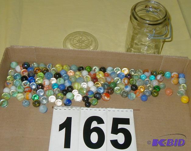 lot 165 image: Pint of Marbles in a Lock-Top Jar The Star Ma...