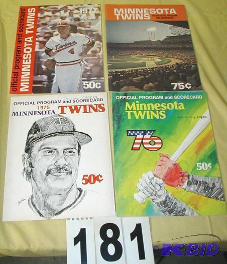 lot 181 image: Vintage TWINS Baseball Programs, 1975, 1976, ...