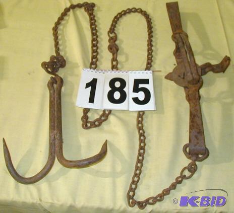 lot 185 image: Vintage Victor #3 Double Spring Trap, Chain a...