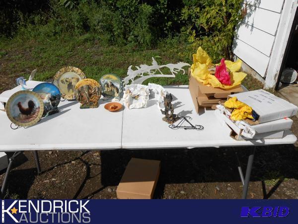 lot 201 image: Lot of Decorative Plates and Sculptures.