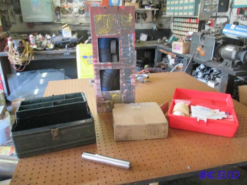 lot 160 image: Pin wheel for hoist, tool box and first aid kit, 20 foot sewer hose - new