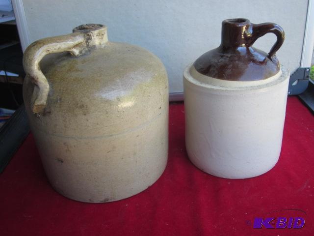 Pair of antique crocks, one is marked The Buc...