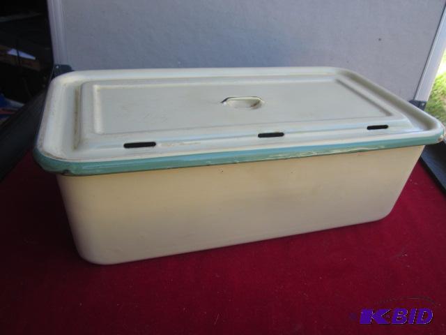 Heavy yellow and green antique enameled (2) p...