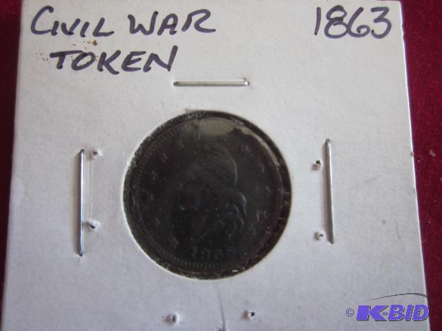 1863 Navy Army Civil War Token, Rare, In Exce...