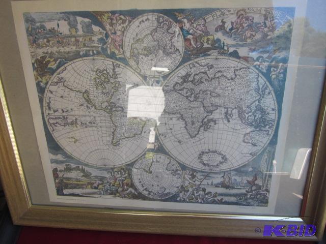 16.5 x 14 inch antique hand colored map by Ju...