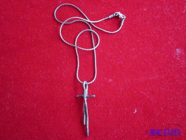 Sterling Silver necklace and cross pendant, c...