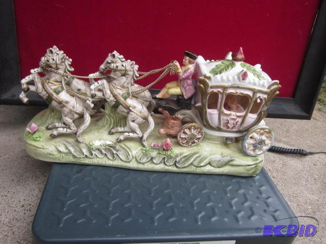 Rare 15 inch Capodimonte horse drawn carriage...