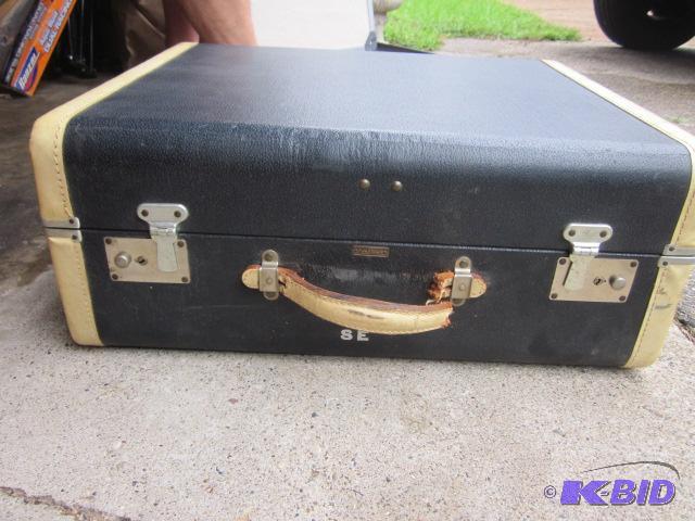 Vintage Black and Tan Crown suitcase with SE ...