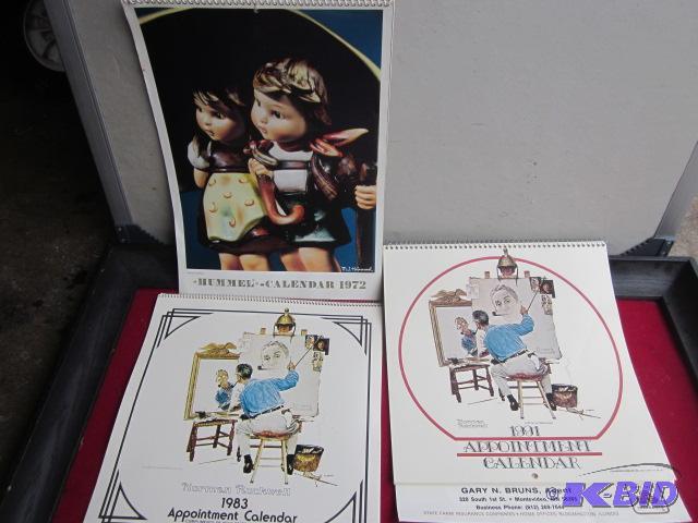 Lot of (3) vintage calendars, one Hummel and ...