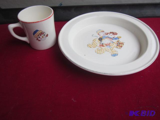 Vintage Childrens plate and cup set, Raggedy...
