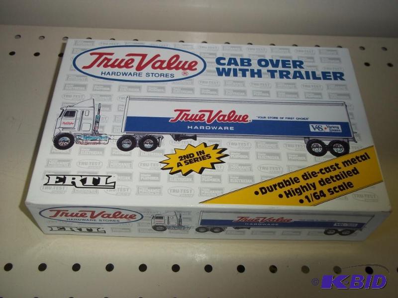 lot 9 image: ERTL Toys True Value Cab Over with Trailer wi...
