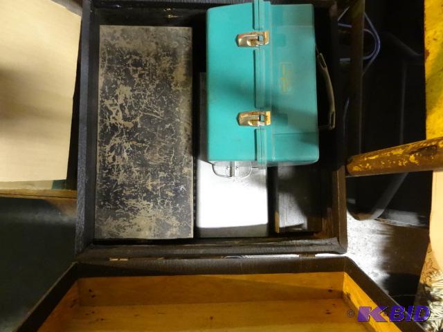 lot 100 image: A large case with small metal boxes inside. T...