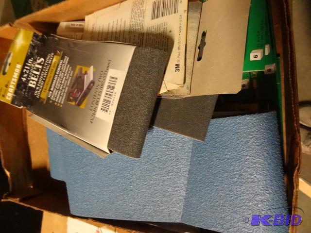 lot 148 image: Box of belt sand paper. Shhet sand paper...