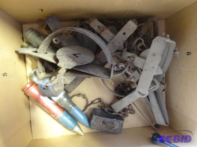lot 182 image: Misc foot traps. Box of misc. Box of electric...