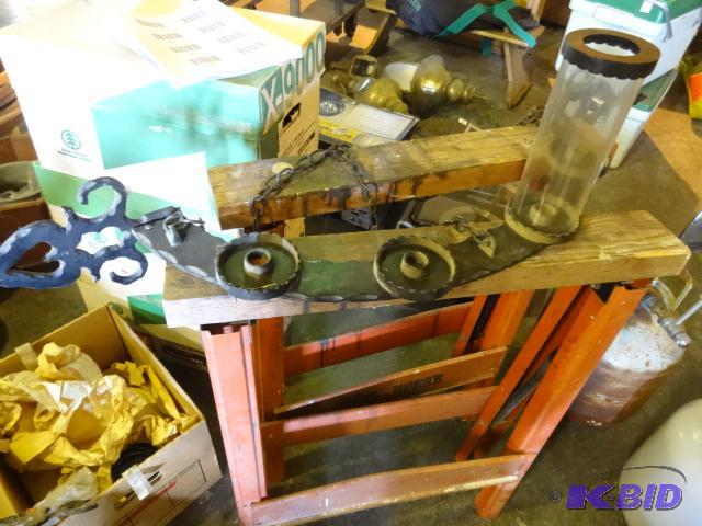 lot 189 image: Vintage aluminum hanging candle holder with g...