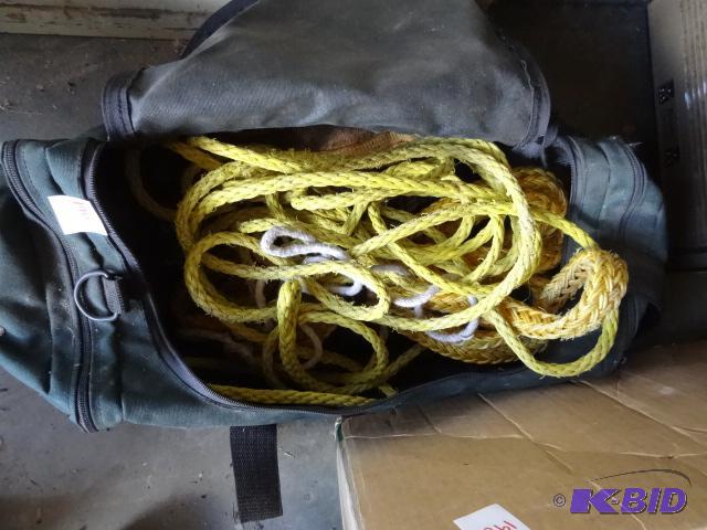 lot 196 image: Tow rope. Misc rope. Cabellas carrying bag...