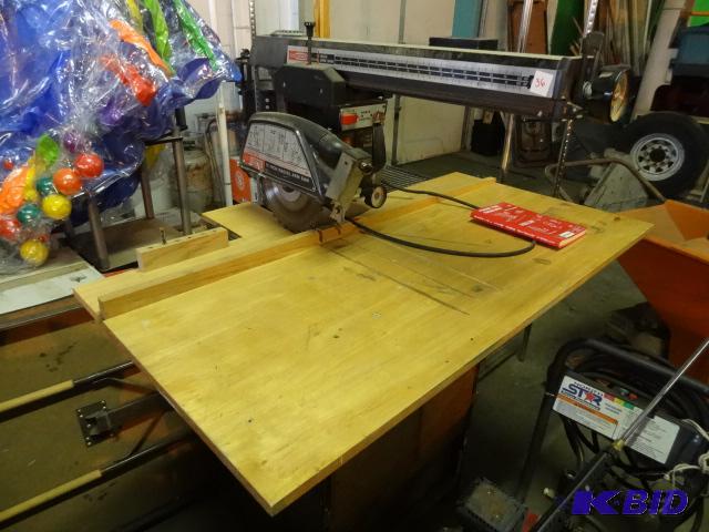 lot 36 image: Craftsman 10" radial arm saw. Mounted on...