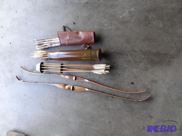 lot 51 image: 2 vintage bows and arrows in cases...