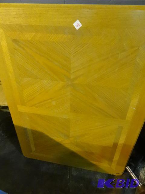 lot 78 image: Wooden kitchen table. Extra leaf. Table is 50...