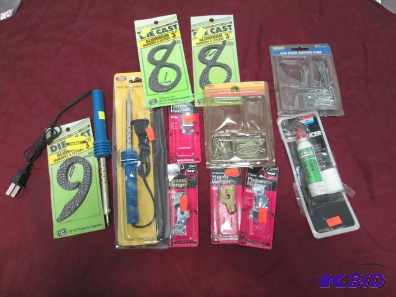 Qty 12 Cotter pins, tool soldering iron, chaw...