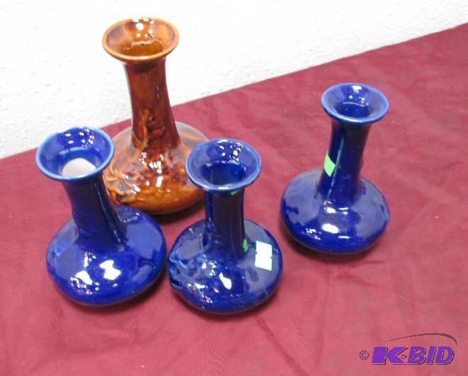 Qty 4 vase blue and brown...