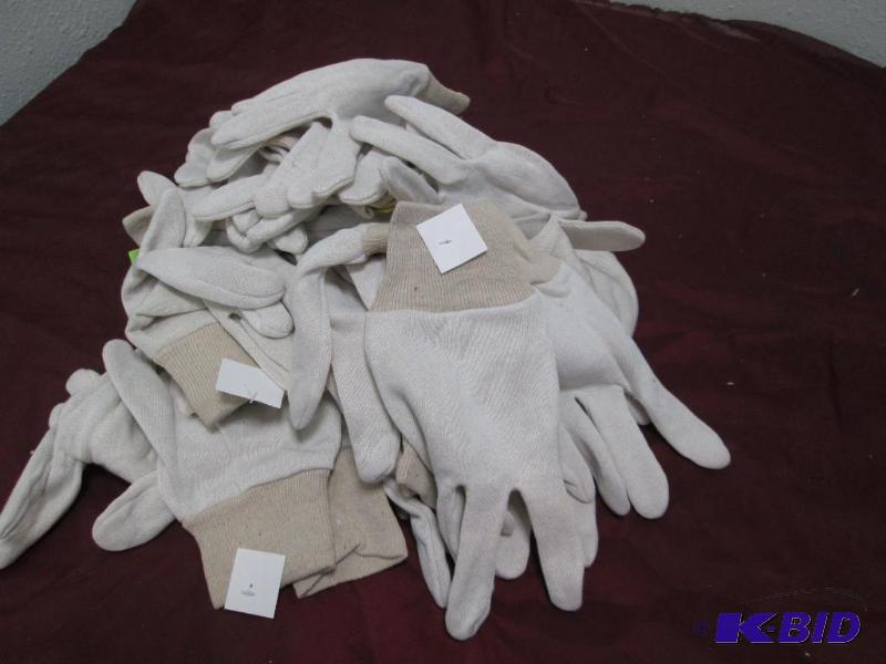 Qty 12 pairs of Off white working gloves...