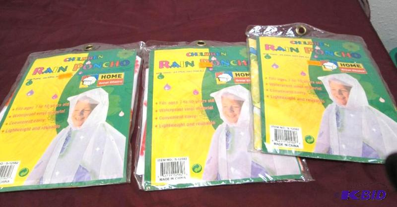 Qty 3 Children rain poncho fits ages 7 to 10...