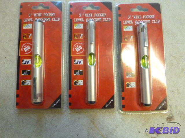 3 Mini Pocket 5&quot Levels with Pocket Clip...