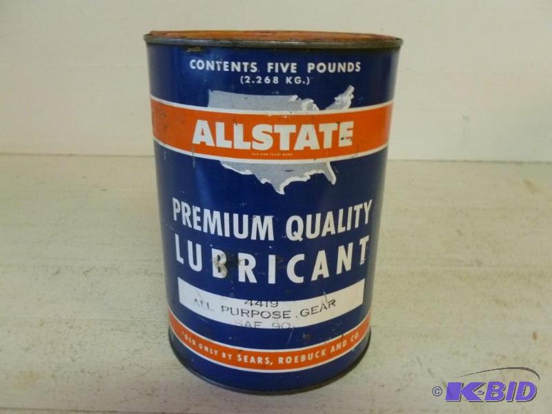 lot 110 image: Vintage Allstate metal five pound gear lubric...