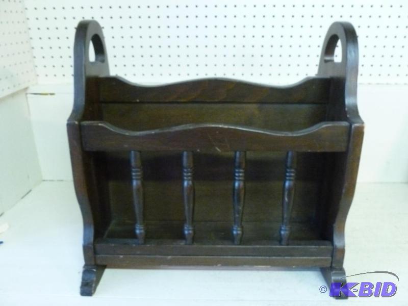 lot 121 image: Loick Furniture Co. solid wood magazine rack,...