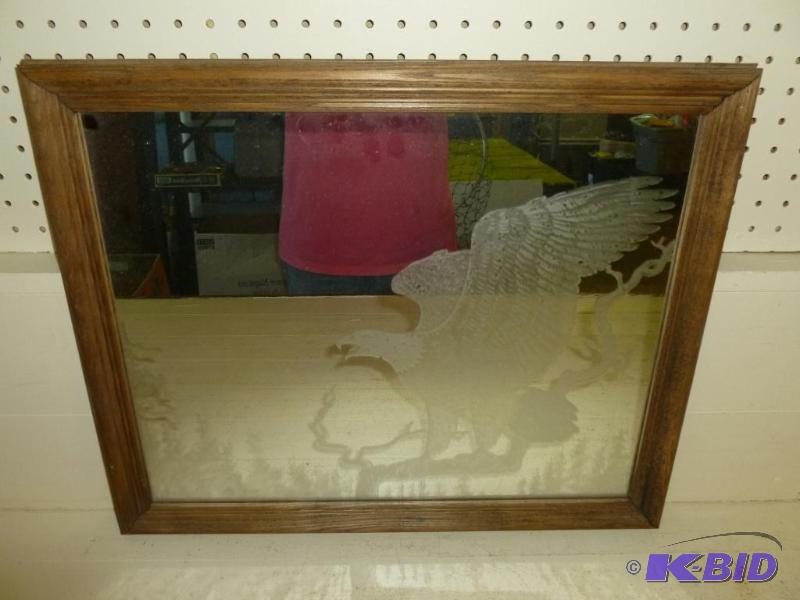lot 149 image: Beautiful painted eagle image solid wood fram...