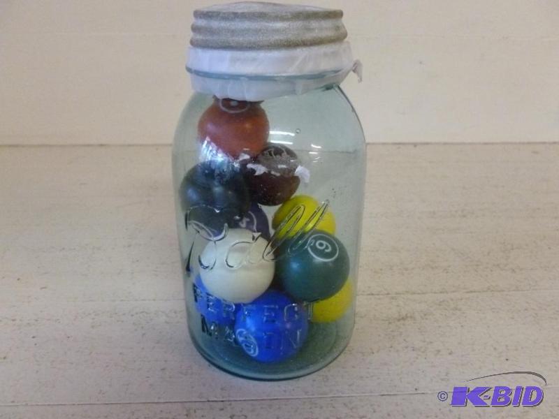 lot 160 image: Antique Ball Perfect Mason blue quart canning...