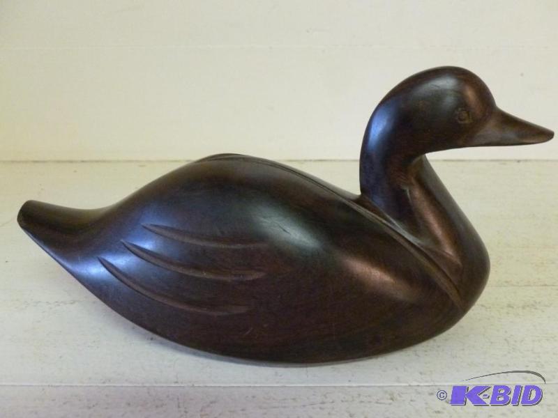 lot 169 image: Beautiful hand carved walnut wood mantle duck...