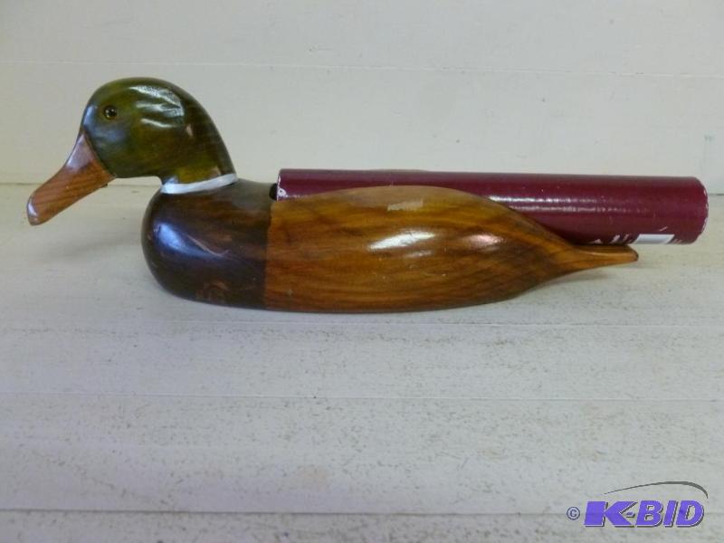 lot 170 image: Large hand made wooden mantle duck that measu...