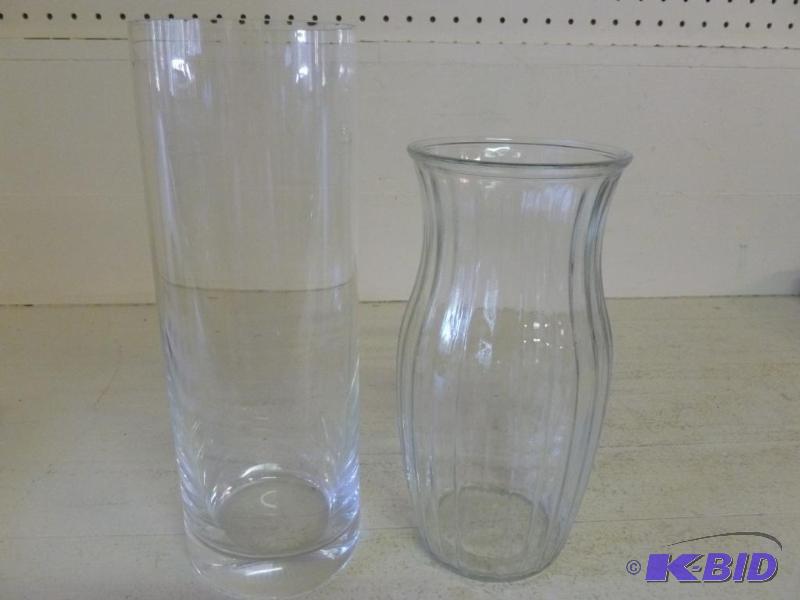 lot 173 image: Lot of two large heavy glass vases....