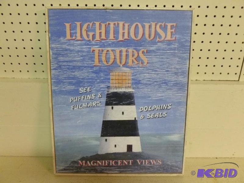 lot 210 image: Lighthouse Tours wooden wall sign that measur...