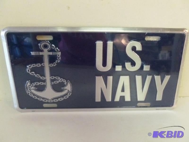lot 69 image: U.S Navy embossed metal license plate sign th...