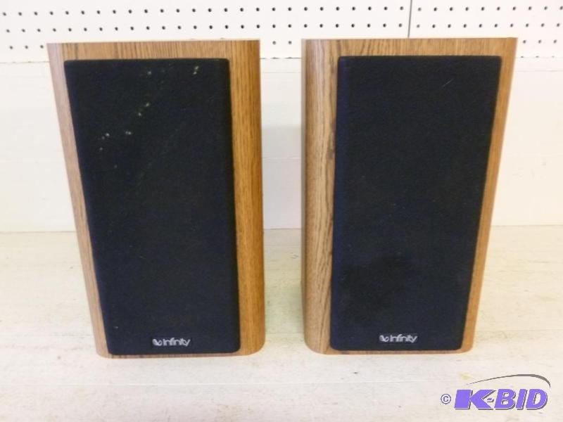 lot 96 image: A pair of Infinity RS-1000 wood encased shelf...