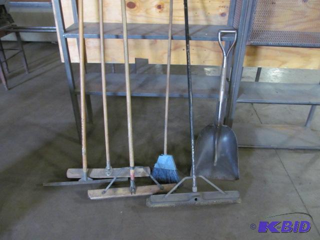lot 149 image: 4 Brooms, I Squeegee, 1 Shovel  Features &...