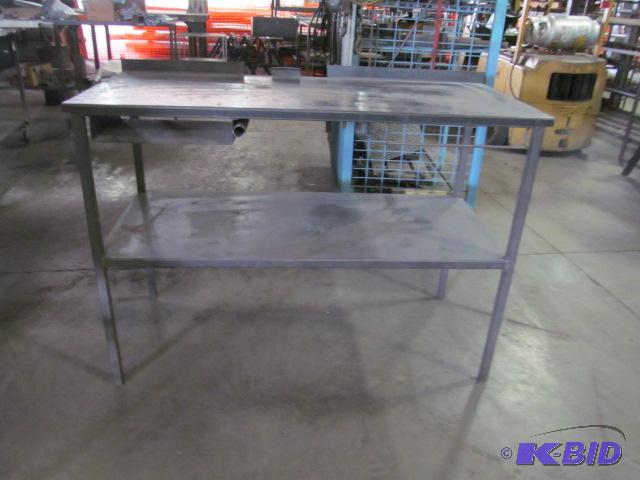 lot 62 image: 2 Shelf Heavy Duty Steel Work Bench  Features...