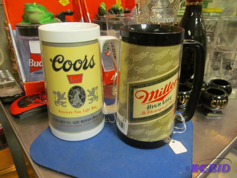 lot 27 image: Lot of 2 Vintage Plastic beer mugs