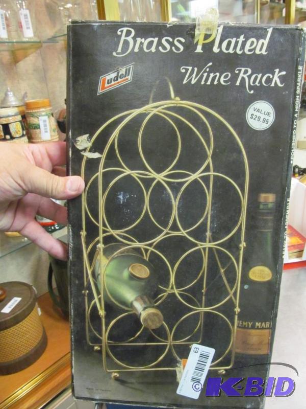 lot 63 image: Vintage Brass plated wine rack