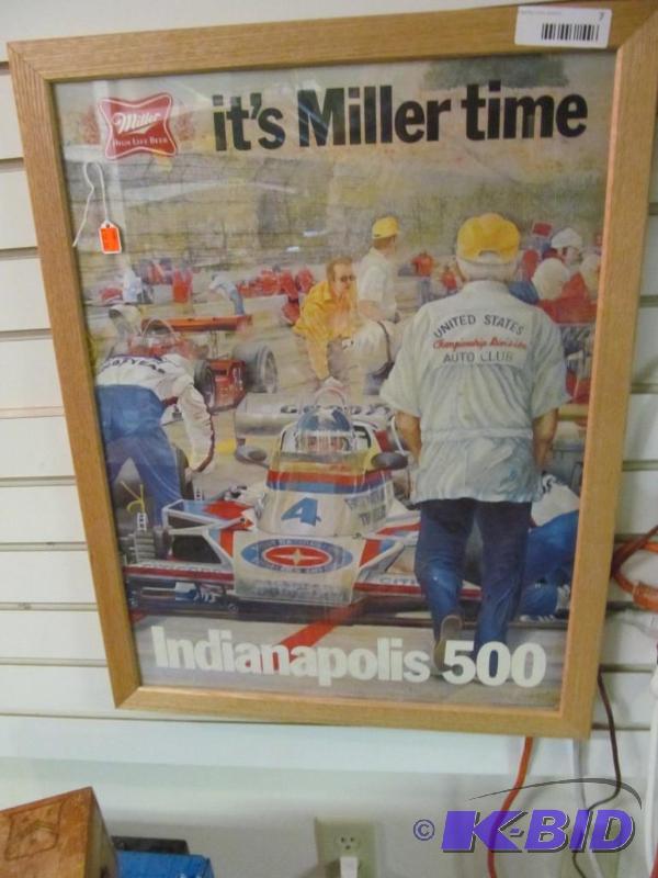lot 7 image: Miller High Life Indy 500 framed picture