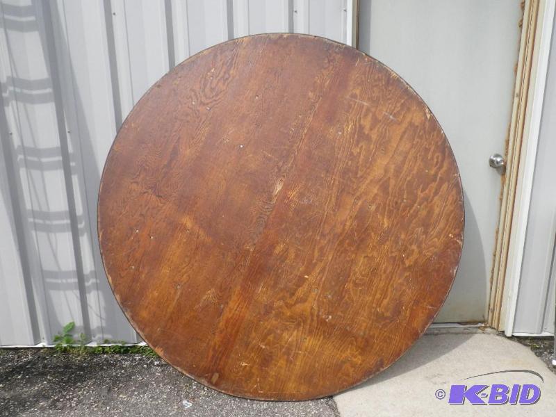 6 round wooden table with plastic edge band...