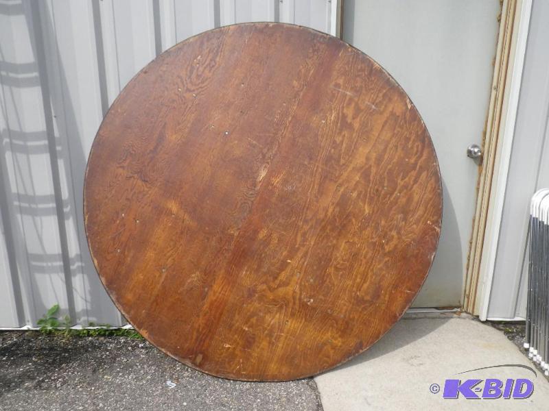 6 round wooden table with plastic edge band...