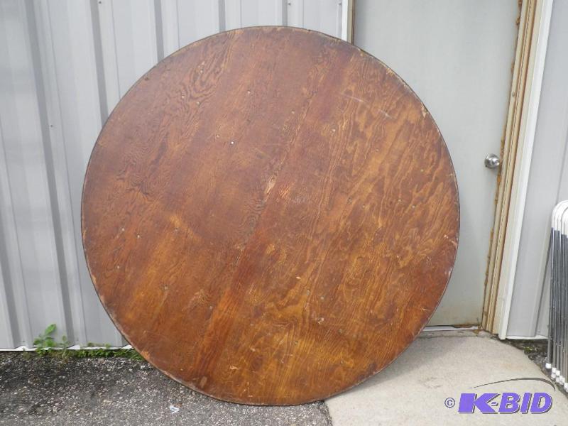 6 round wooden table with plastic edge band...