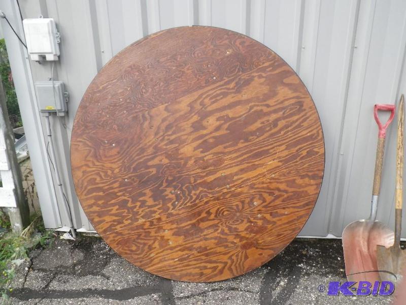 5 round wooden table with plastic edge band...