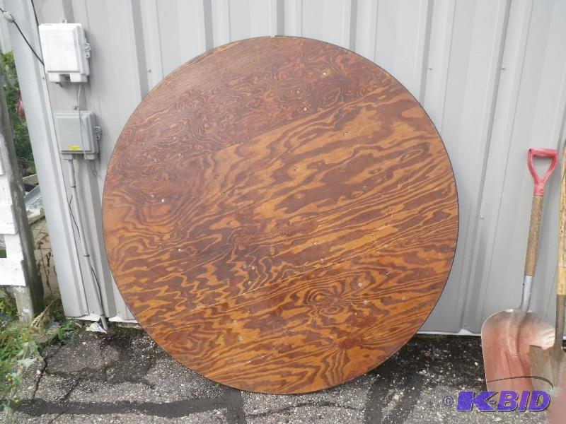 5 round wooden table with plastic edge band...